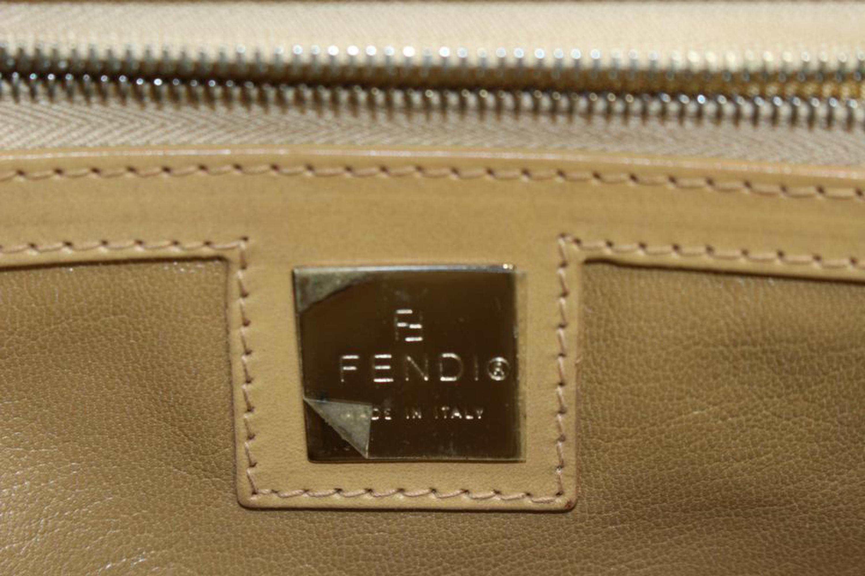 Fendi Beige Monogram FF Zucca Mini Hobo Shoulder Bag 48f59 In Good Condition In Dix hills, NY