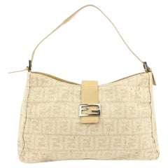 Fendi Beige Monogramm FF Zucca Mini Hobo Umhängetasche 48f59