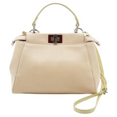 Fendi Beige Nappa Leather Mini Peekaboo Bag Colorblock Crossbody