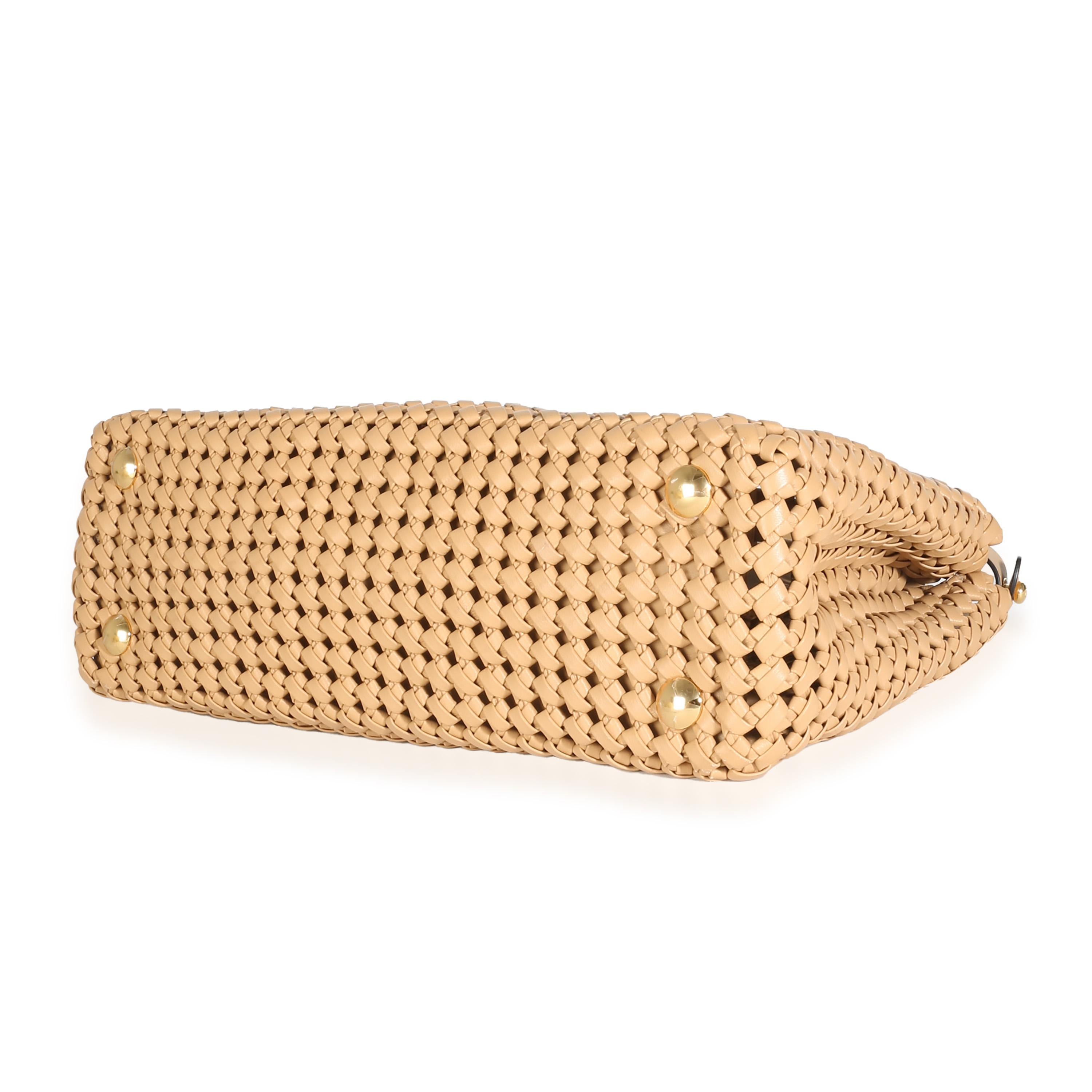 Women's or Men's Fendi Beige Nappa Matisse Intreccio Medium Peekaboo Iconic Satchel For Sale