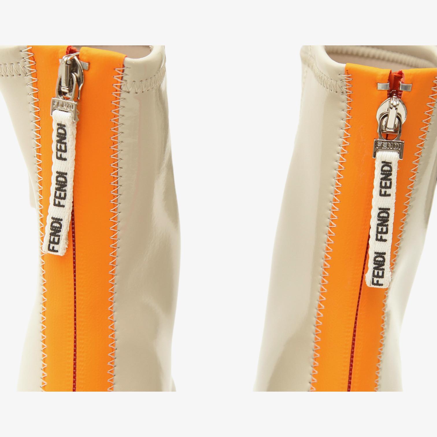 FENDI Ankle Boots Beige Orange Neoprene FFRAME Zipper Wood Heels Sz 38 For Sale 1