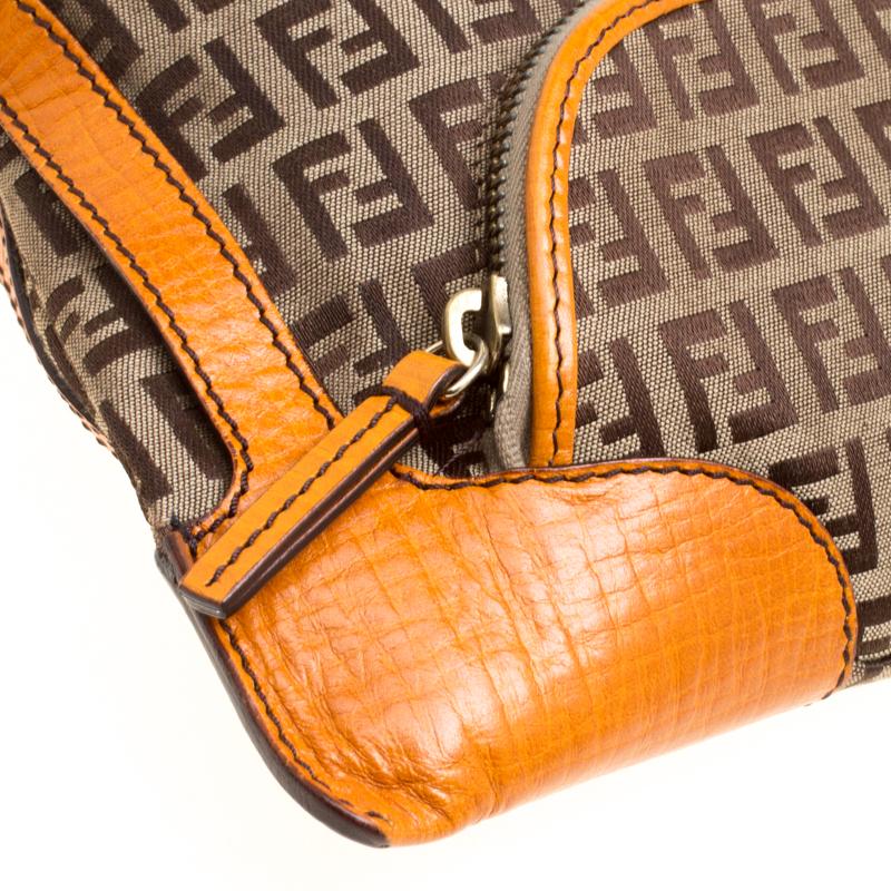 Fendi Beige/Orange Zucchino Canvas Shoulder Bag 1