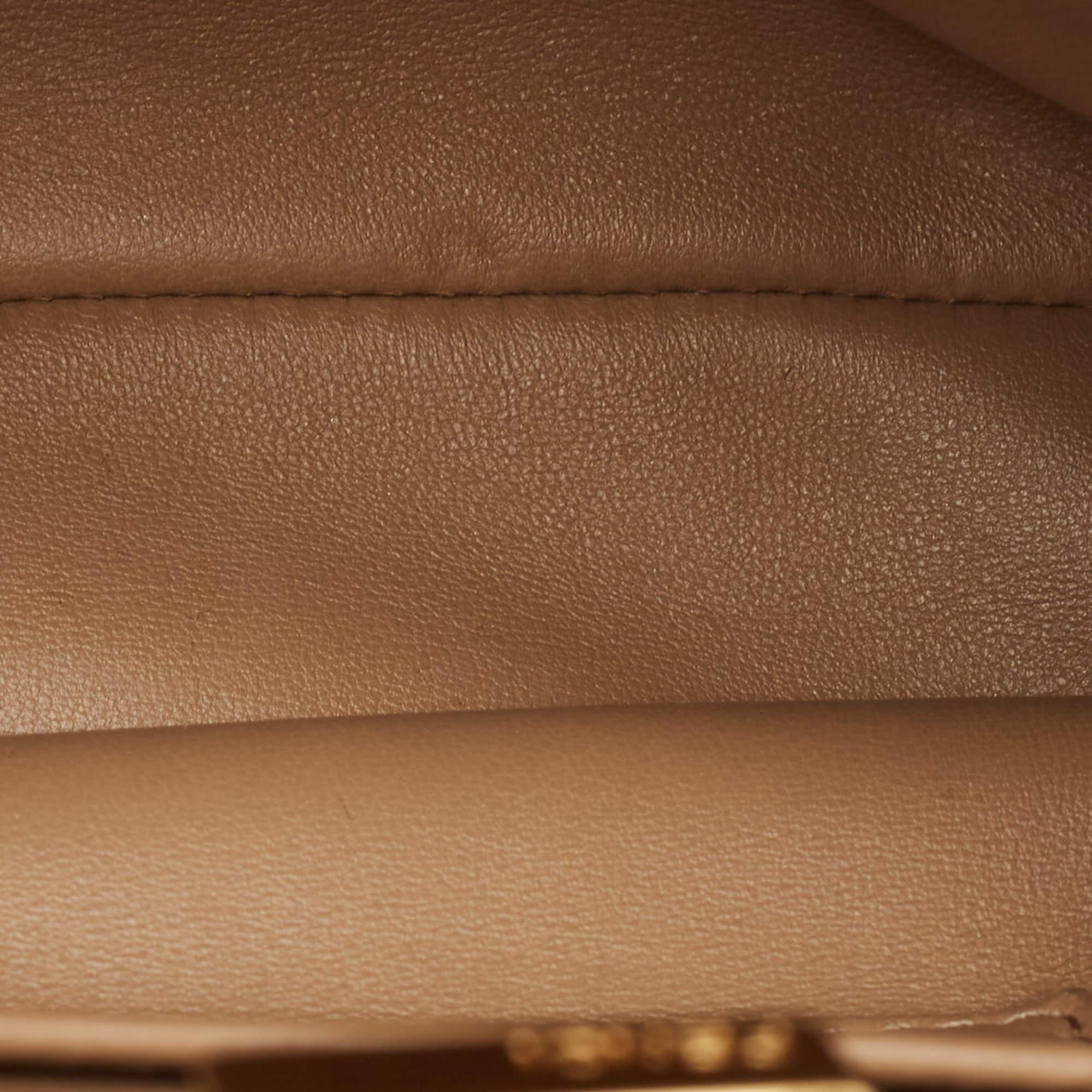 Fendi Beige Ostrich Leather Mini Peekaboo Top Handle Bag For Sale 3