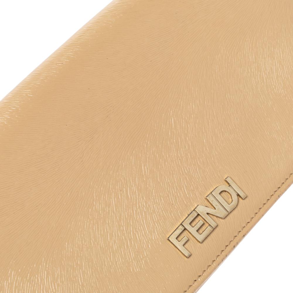 Fendi Beige Patent Leather Logo Flap Continental Wallet 4