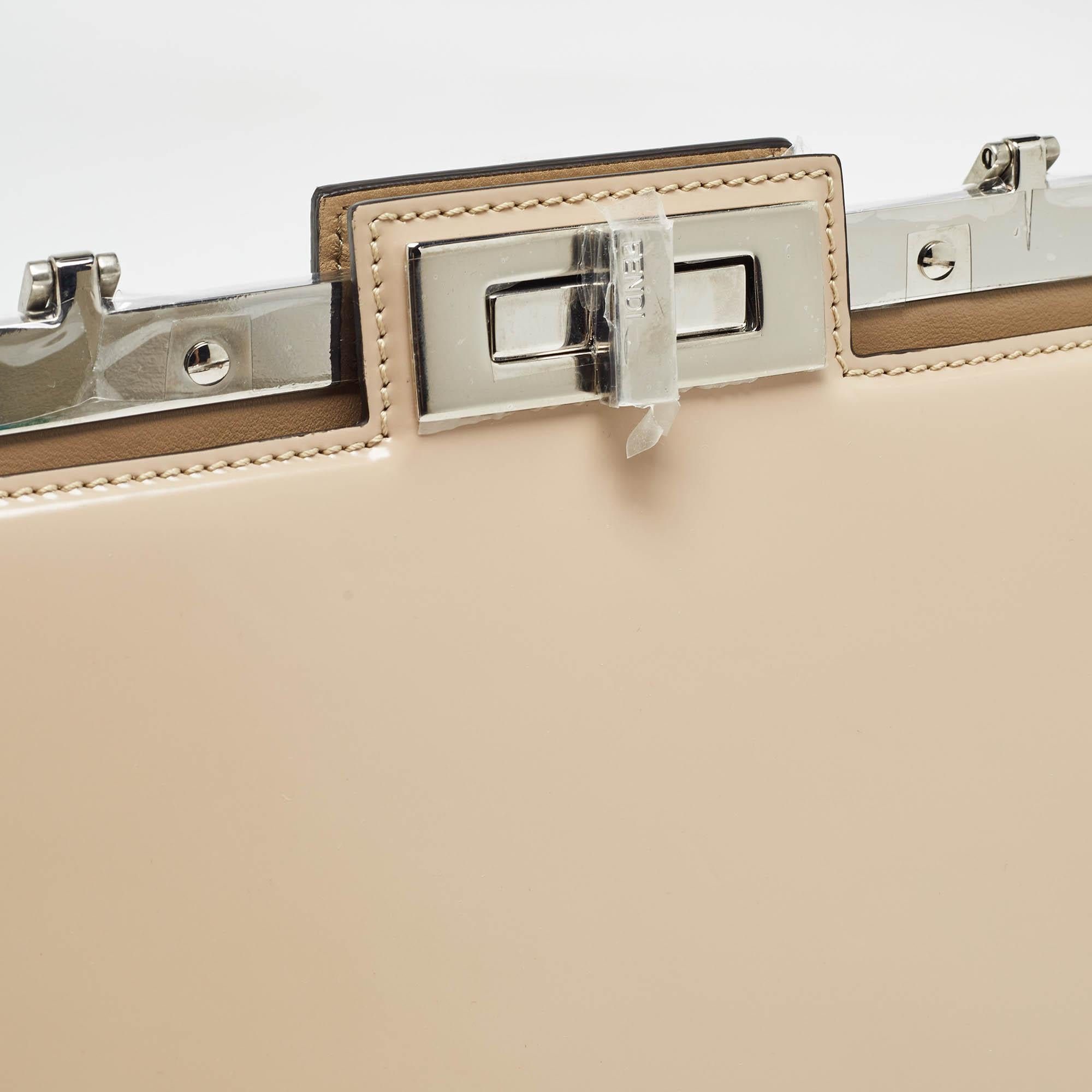 Fendi Beige Medium Peekaboo Cut Tasche aus Lackleder Medium 1