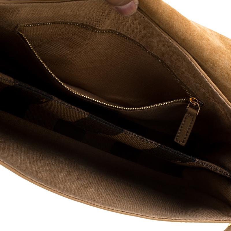 Fendi Beige Pequin Embossed Leather Small Claudia Shoulder Bag 3