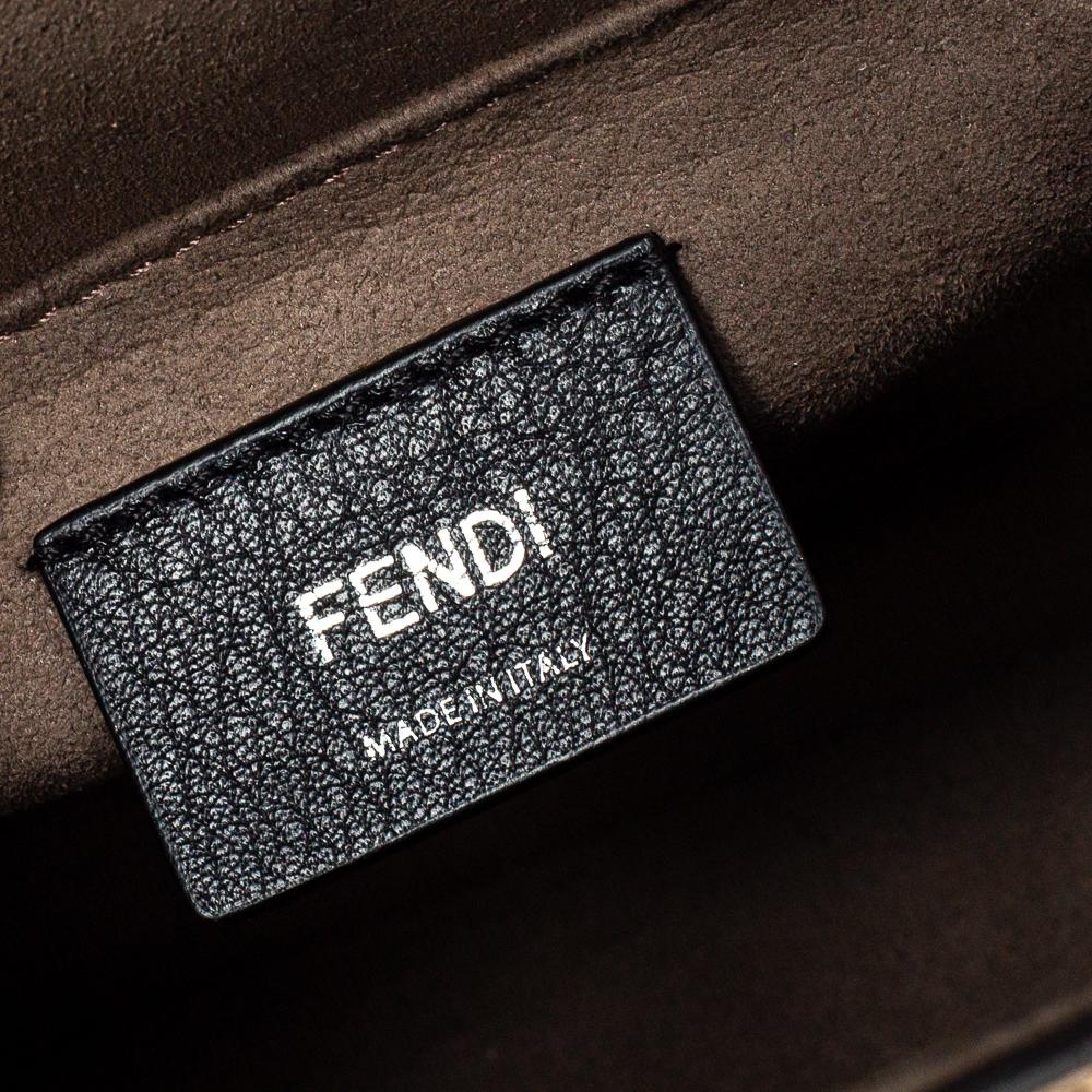 Fendi Beige/Red Zucca Leather Small Whipstitched Kan I F Shoulder Bag 1