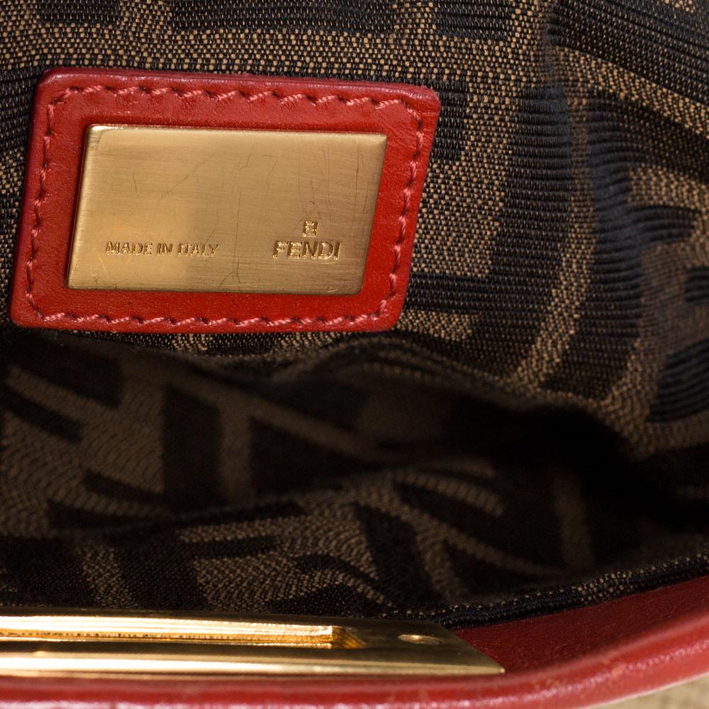 Fendi Beige/Rot Zucca Kürbis Seil und Leder Große Peekaboo Top Handle Tasche 6