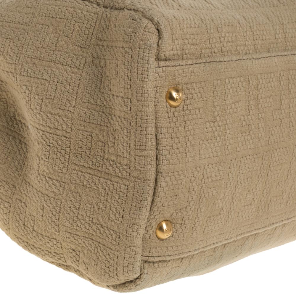 Fendi Beige/Rot Zucca Kürbis Seil und Leder Große Peekaboo Top Handle Tasche 2