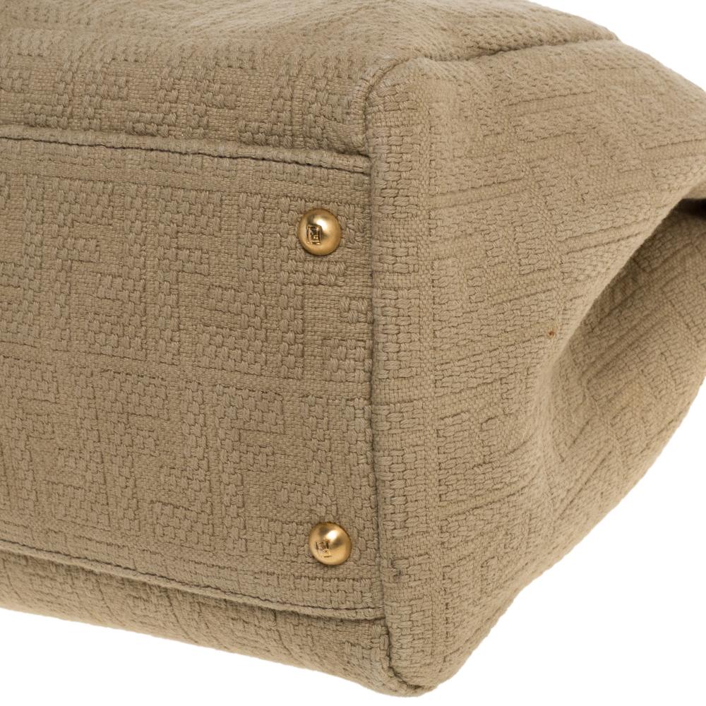 Fendi Beige/Rot Zucca Kürbis Seil und Leder Große Peekaboo Top Handle Tasche 3