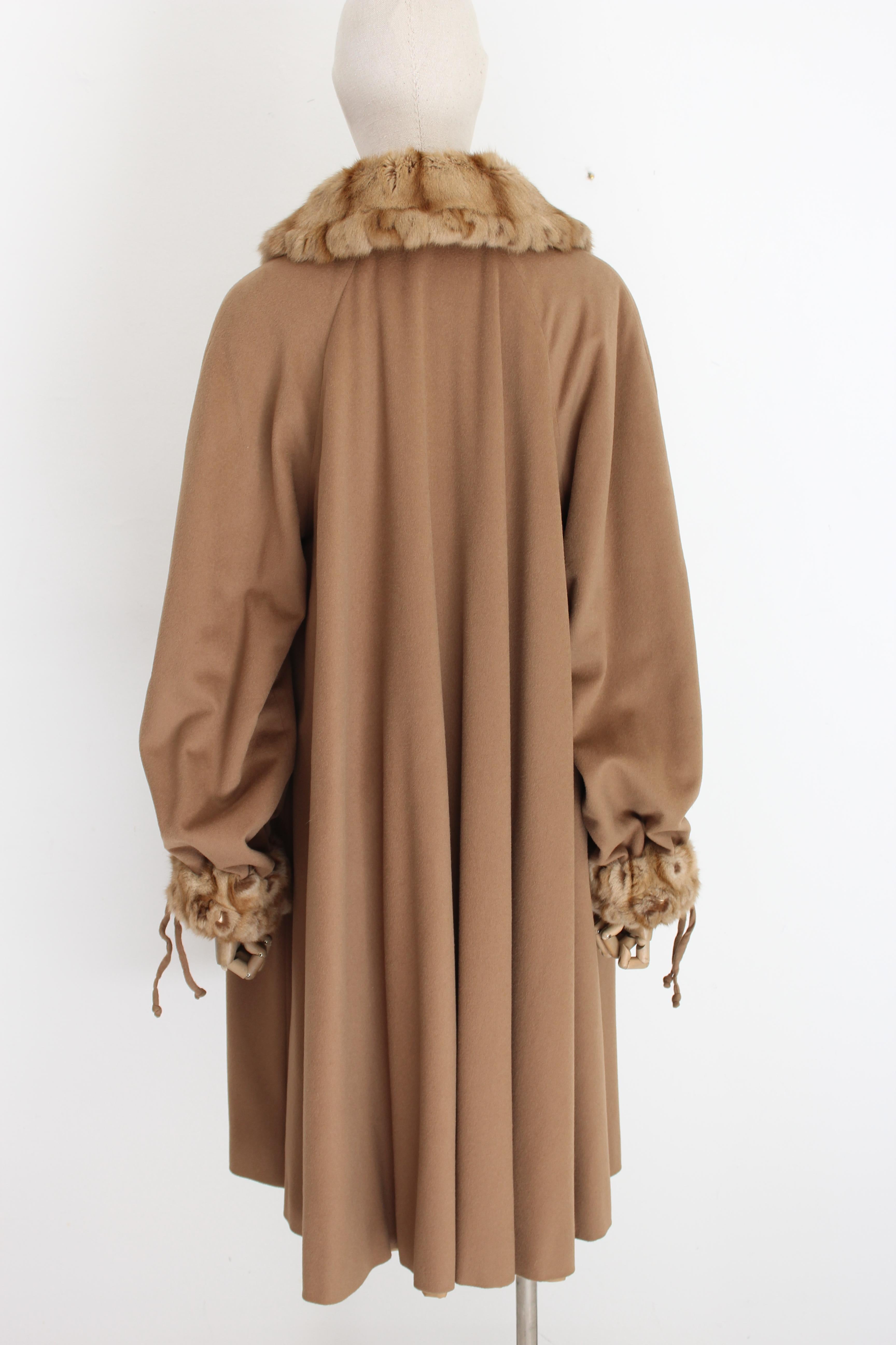 Brown Fendi Fur Sable Coat and Camel Wool Beige 1970s