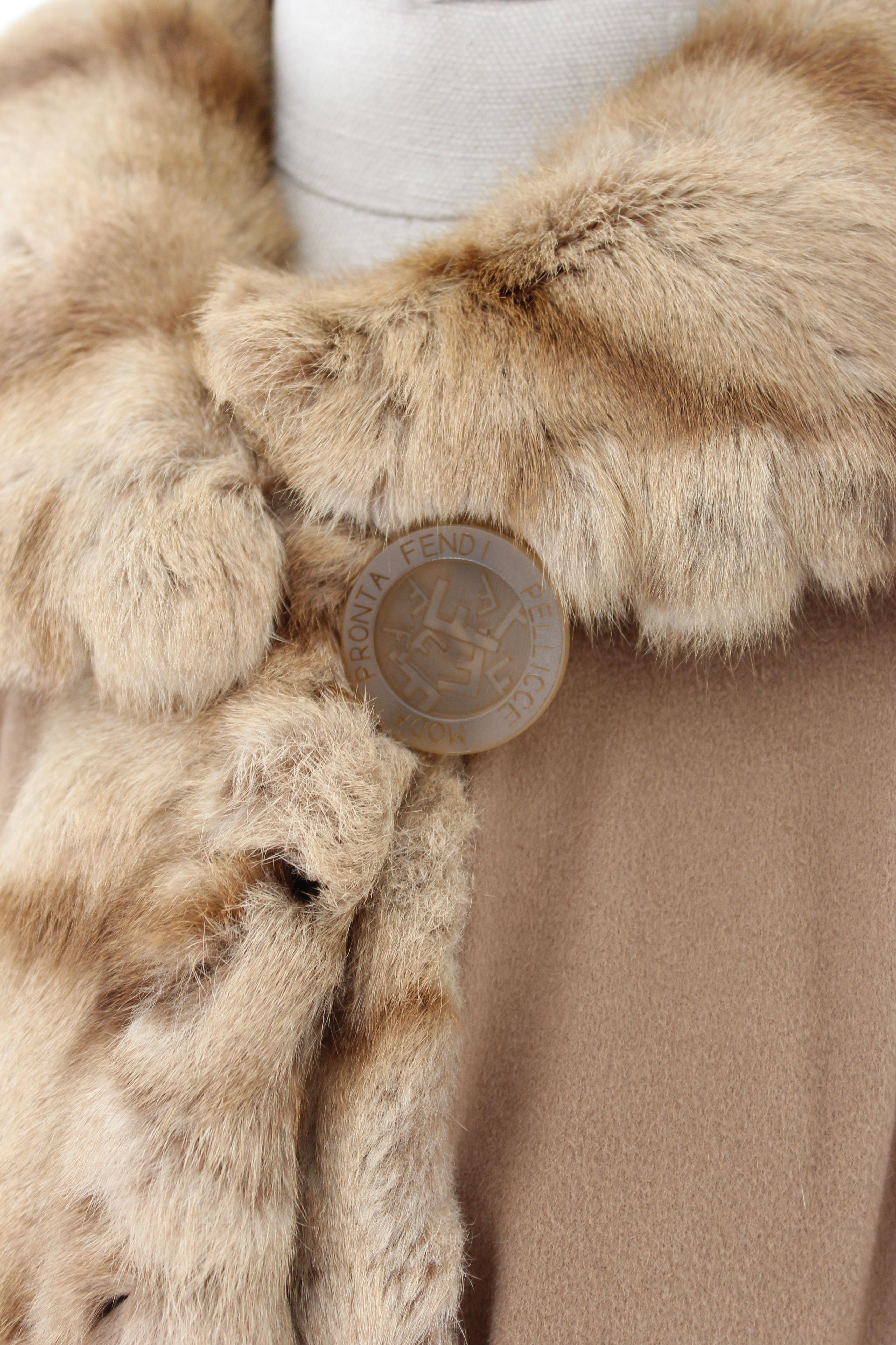 Women's Fendi Fur Sable Coat and Camel Wool Beige 1970s