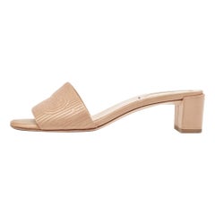 Fendi Beige Satin Slide Sandals Size 36