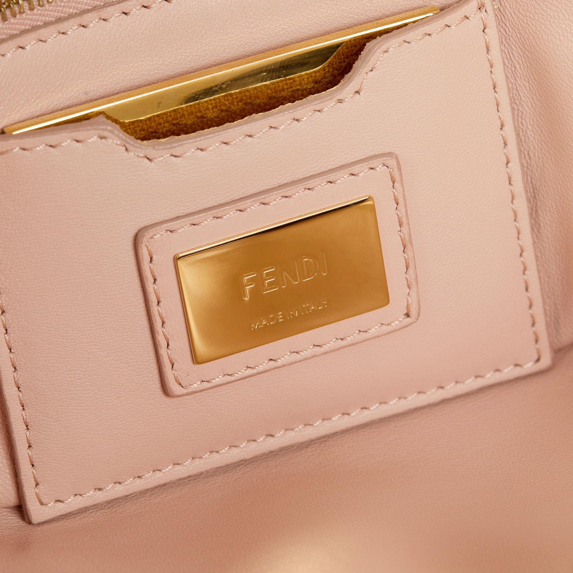 Fendi BEIGE SHEARLING & BLUSH CALFSKIN LEATHER BE BAGUETTE 2