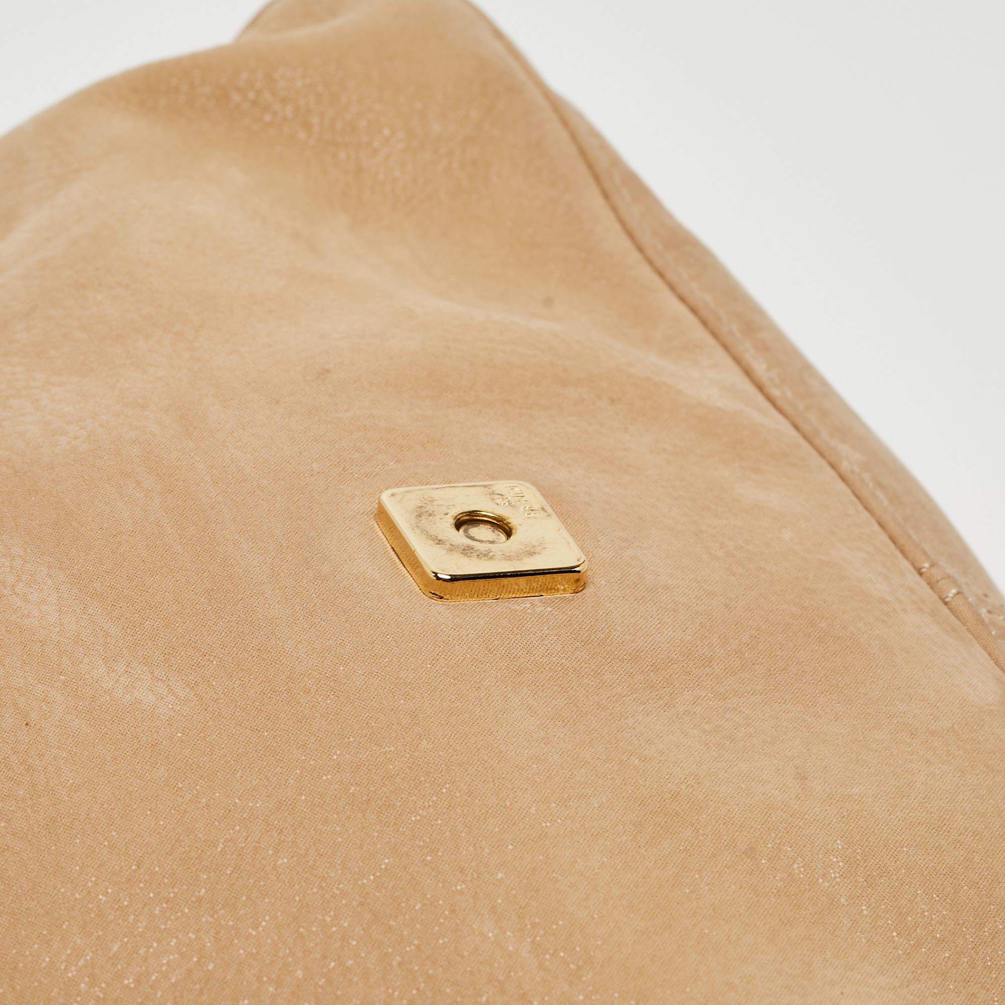 Fendi Beige Shimmer Nubuck Leather Mama Forever Shoulder Bag 11