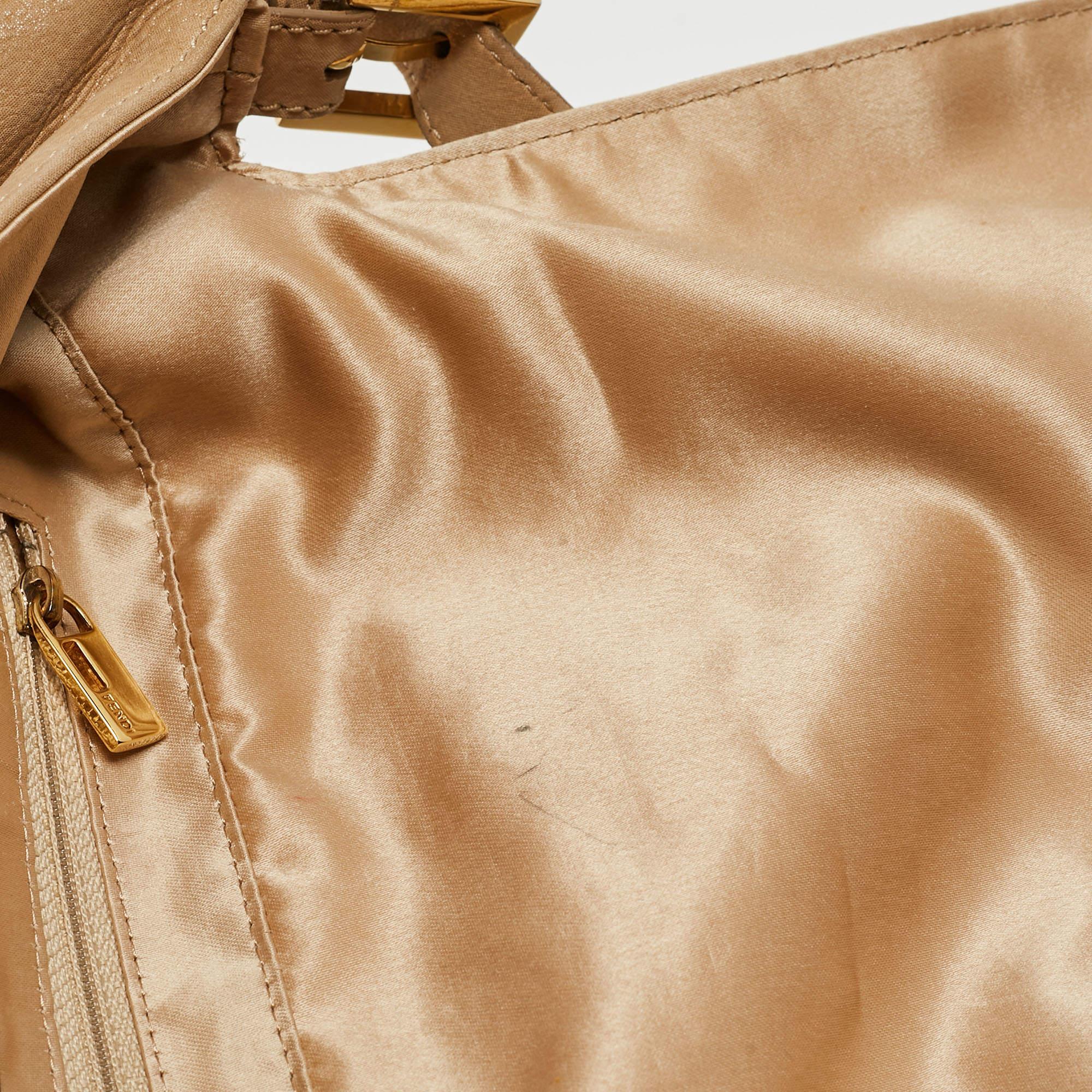 Fendi Beige Shimmer Nubuck Leather Mama Forever Shoulder Bag 1