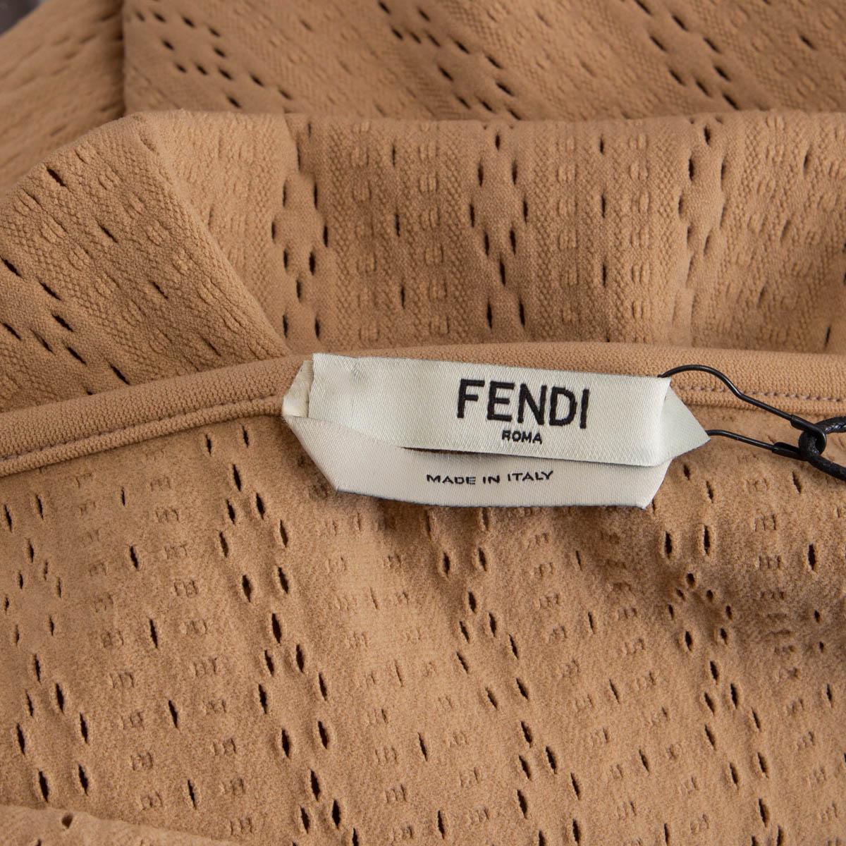 FENDI beige silk 2021 SHADOW PRINT TANK Sleeveless Dress XS In Excellent Condition For Sale In Zürich, CH