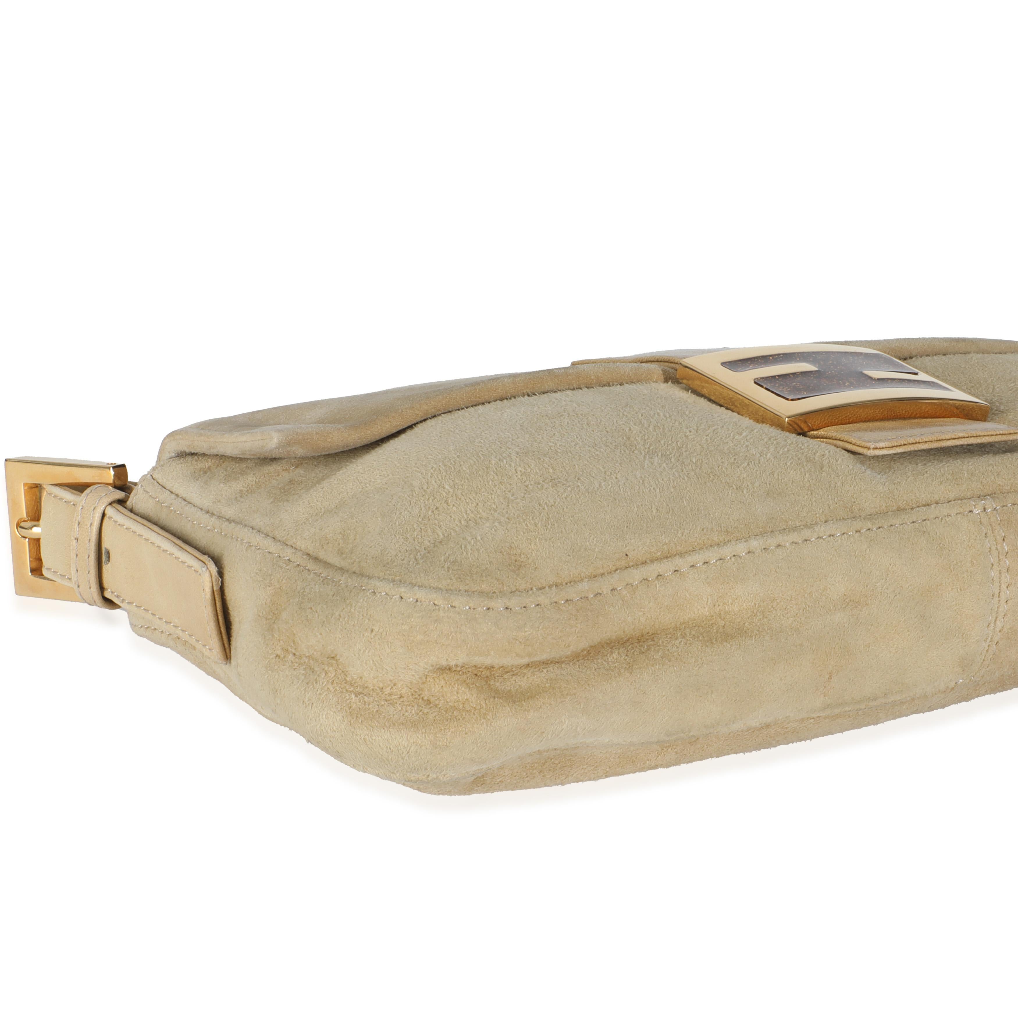 Fendi Beige Suede Glitter Enamel Resin Baguette Bag For Sale 1