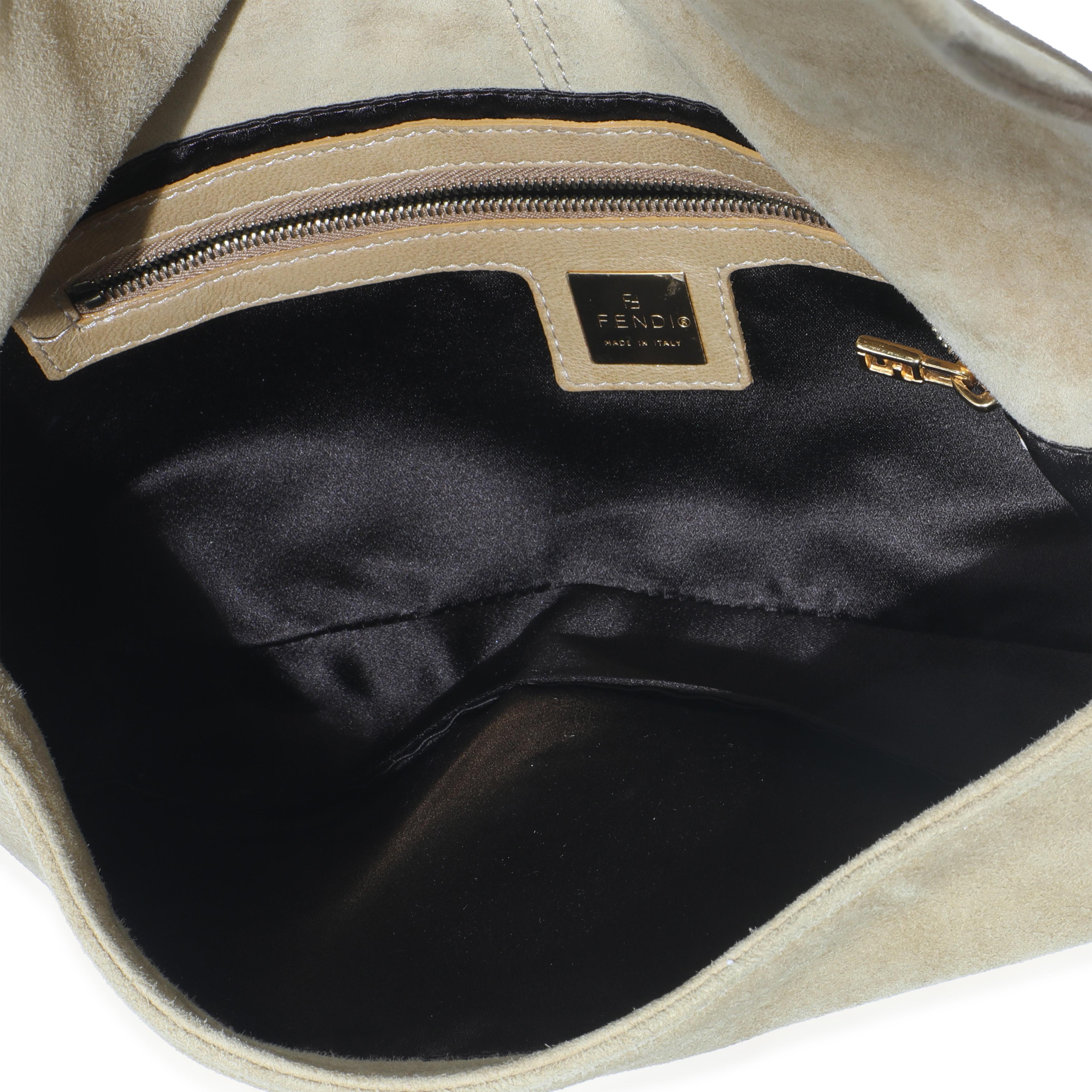 Fendi Beige Suede Glitter Enamel Resin Baguette Bag For Sale 2
