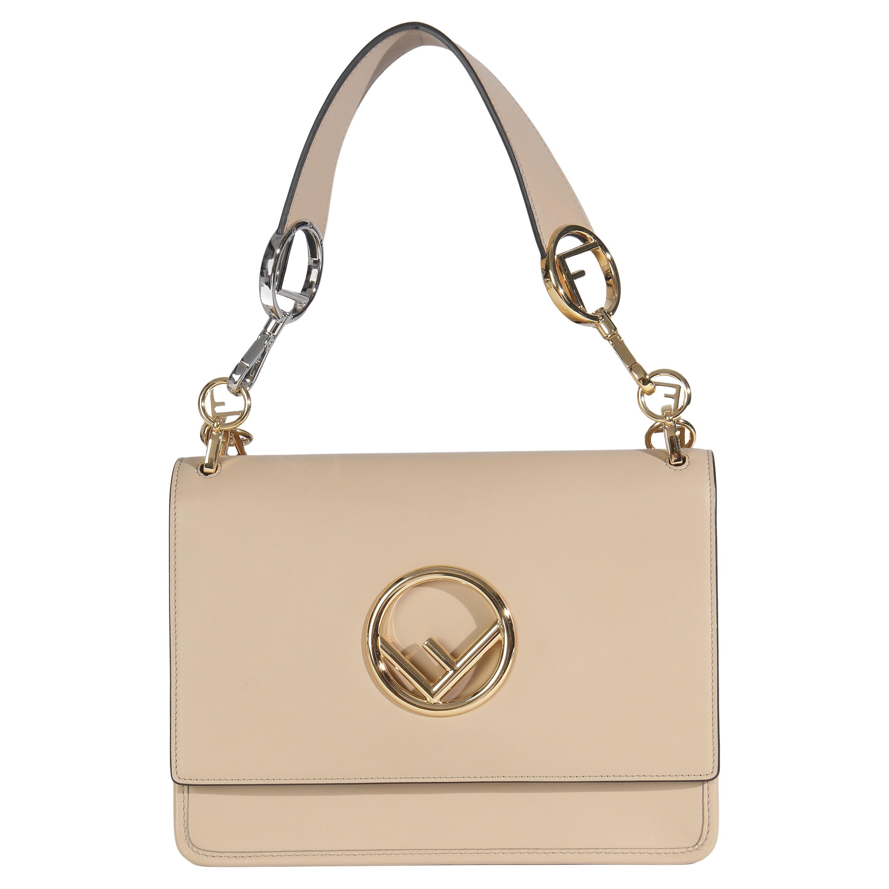 Fendi Beige Vitello Century Opaco F is Fendi Kan I Borsa a tracolla
