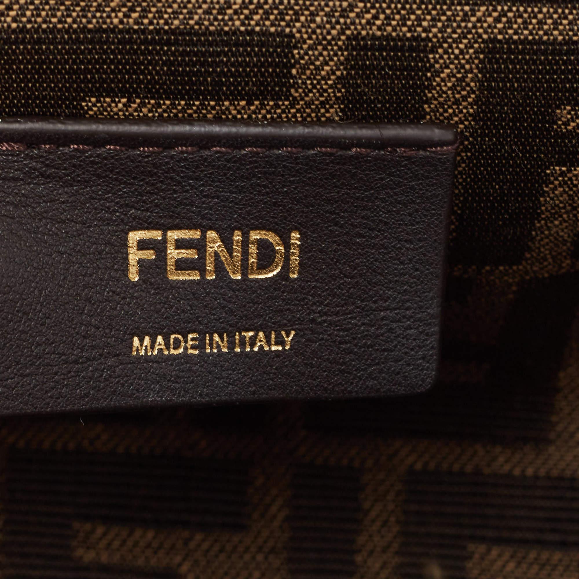 Fendi Beige/White Woven Leather Small First Shoulder Bag 1