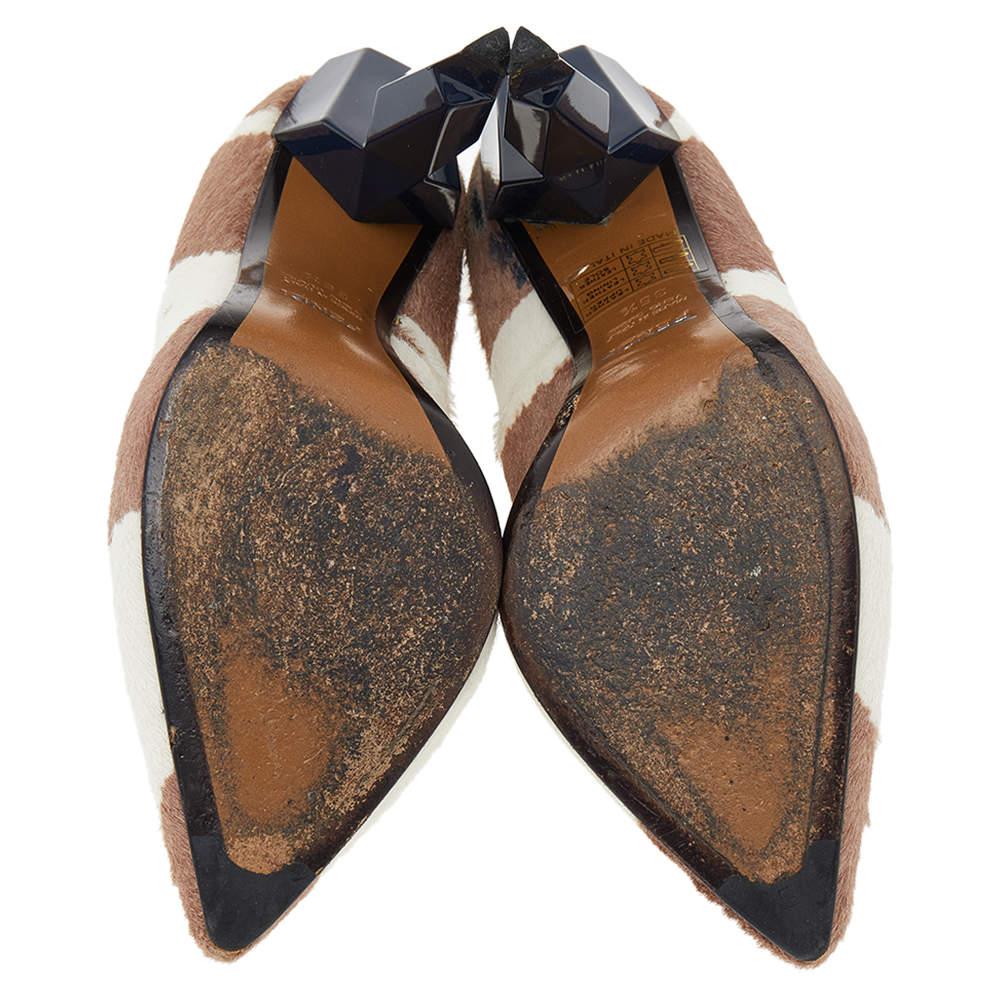 Fendi Beige/White Zebra Print Calf Hair Diamond Heel Pumps Size 35.5 1