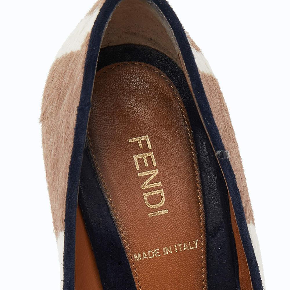 Fendi Beige/White Zebra Print Calf Hair Diamond Heel Pumps Size 35.5 2