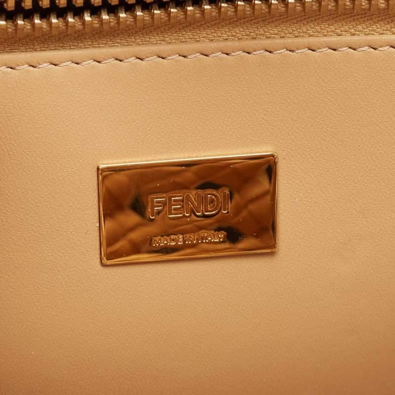 Fendi Beige Woven Leather Medium Peekaboo Top Handle Bag 7