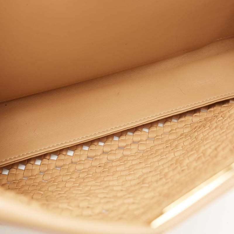 Fendi Beige Woven Leather Medium Peekaboo Top Handle Bag 1