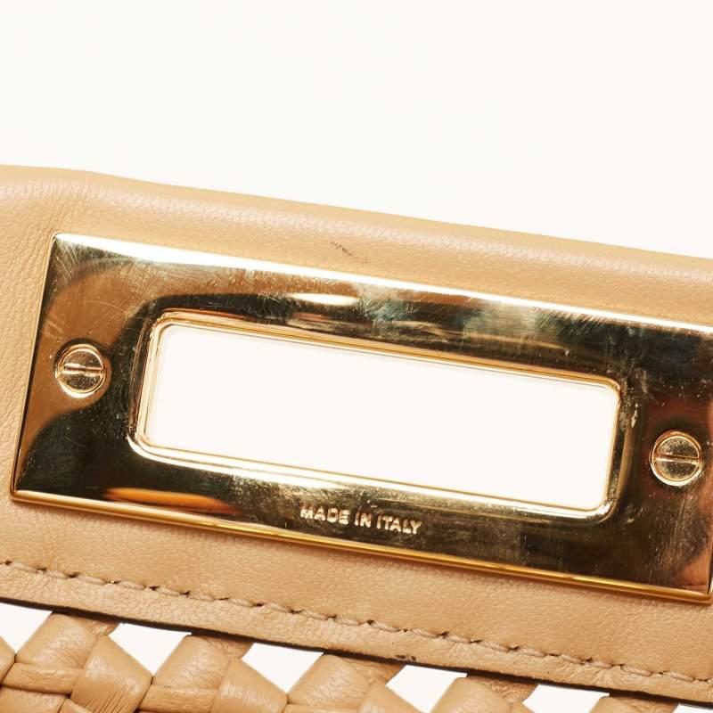 Fendi Beige Woven Leather Medium Peekaboo Top Handle Bag 5