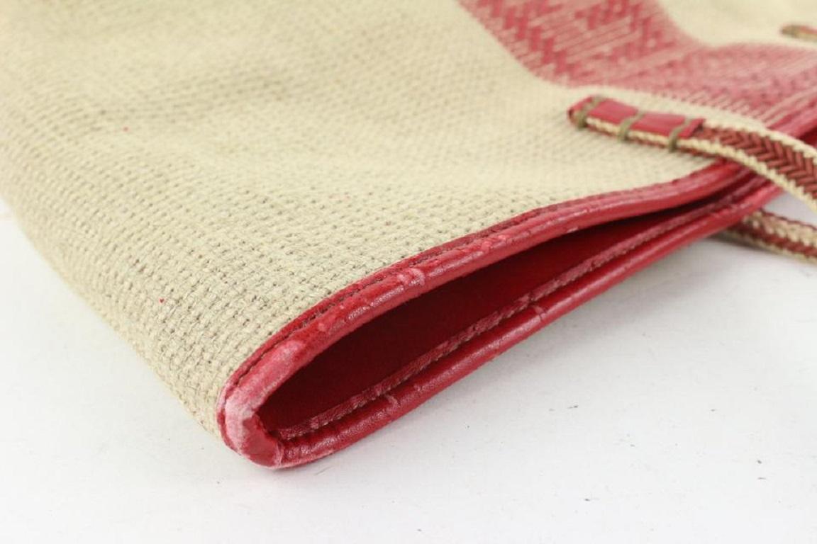 Fendi Beige x Red Raffia Roll Tote Bag 631ff616 5