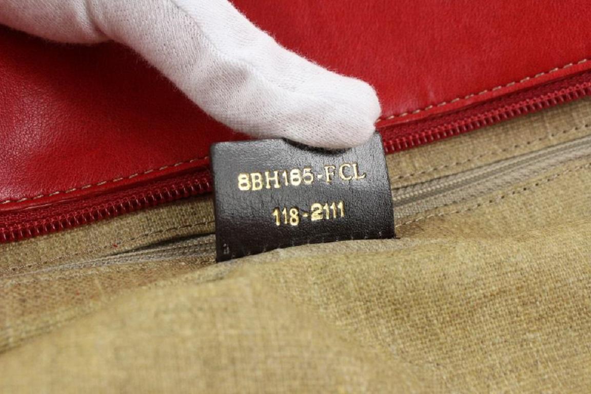 Fendi Beige x Red Raffia Roll Tote Bag 631ff616 In Good Condition For Sale In Dix hills, NY
