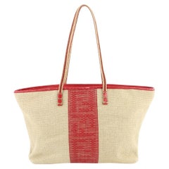 Fendi - Sac fourre-tout en raphia roulé beige et rouge 631ff616