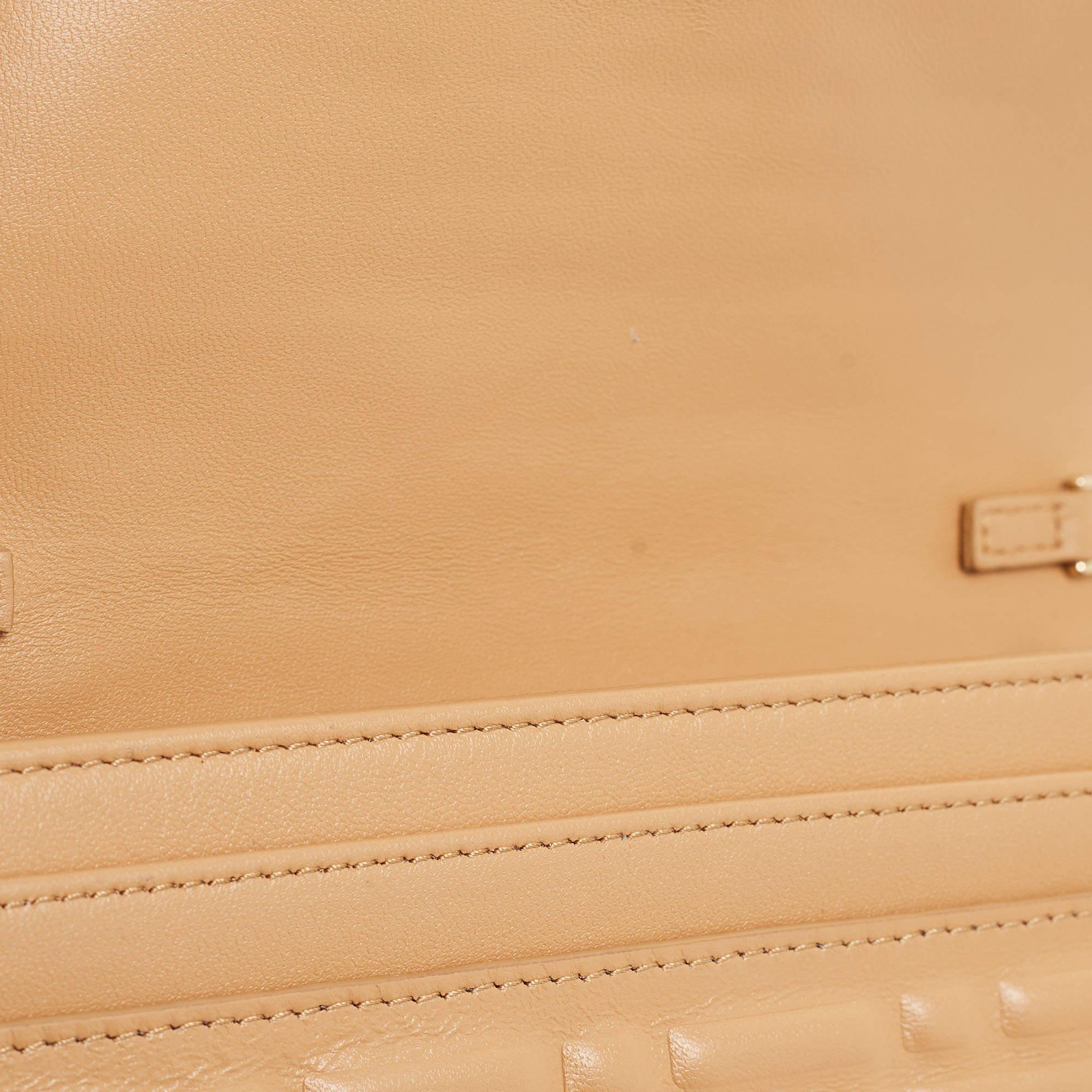 Fendi Beige Zucca Embossed Leather Baguette Wallet on Chain 8