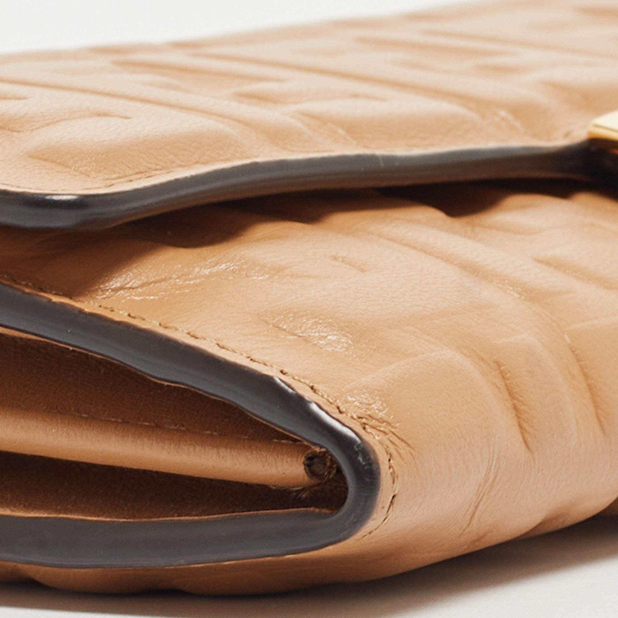 Fendi Beige Zucca Embossed Leather Baguette Wallet on Chain 11