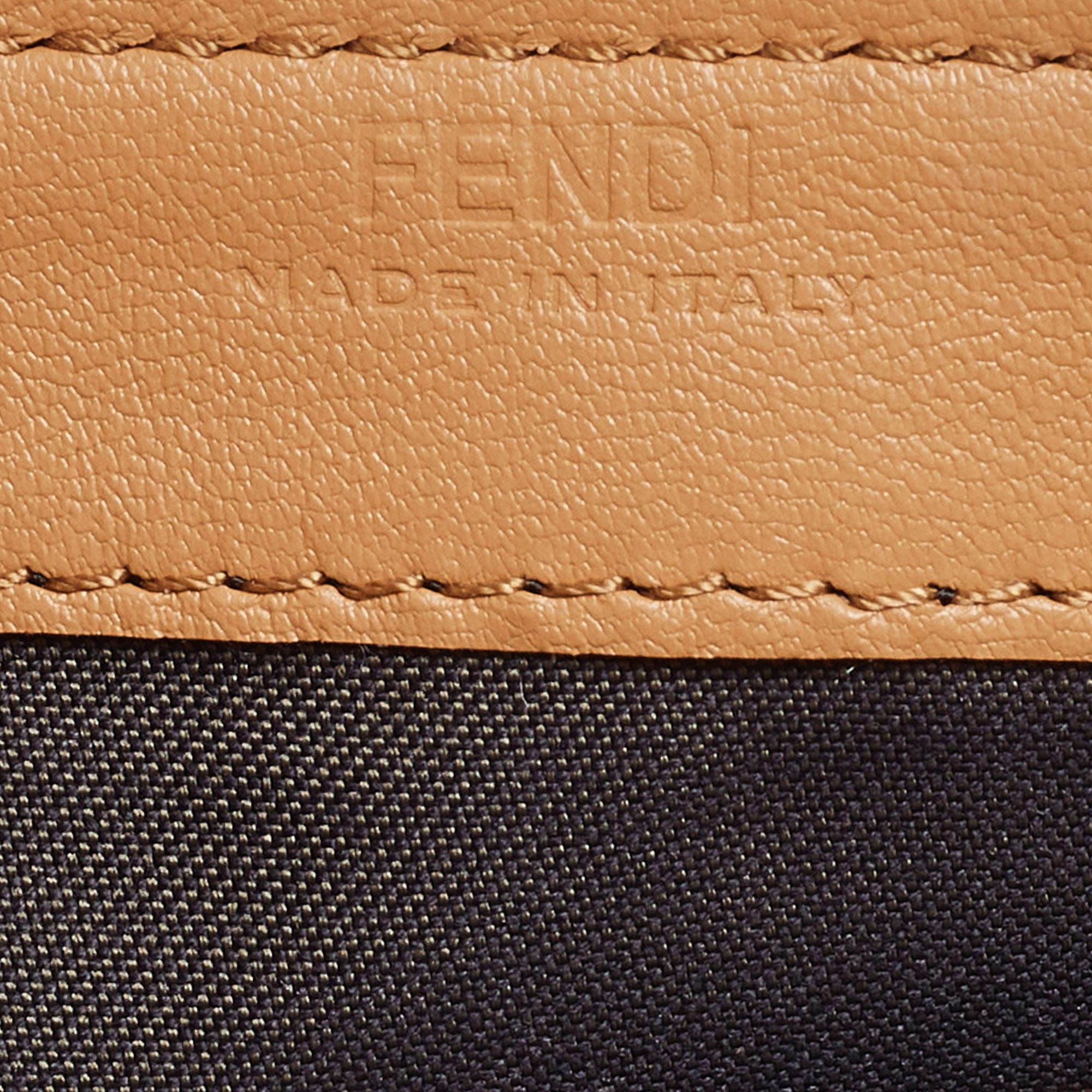 Fendi Beige Zucca Embossed Leather Baguette Wallet on Chain 3