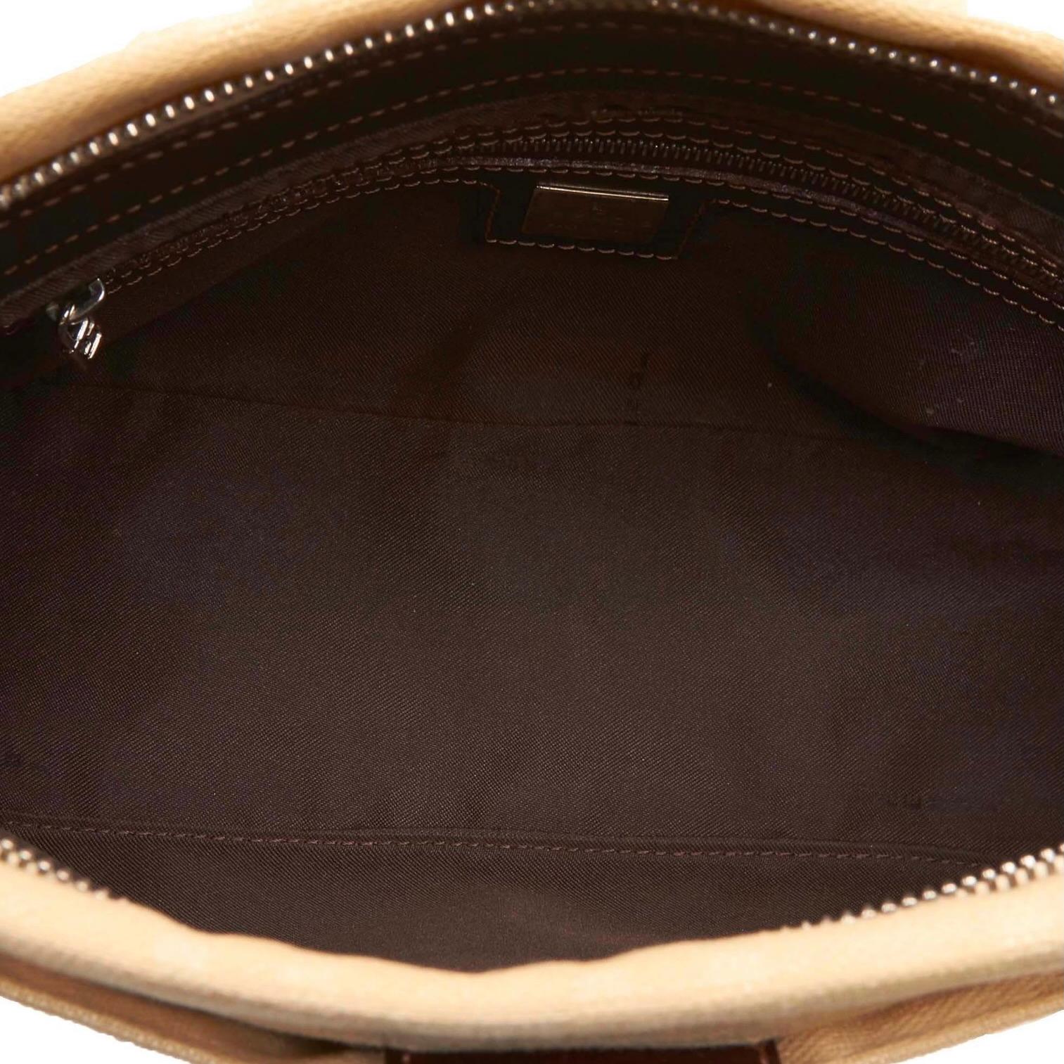Bolso de hombro de lona Zucca FF beige de Fendi en Bueno estado para la venta en Montreal, Quebec