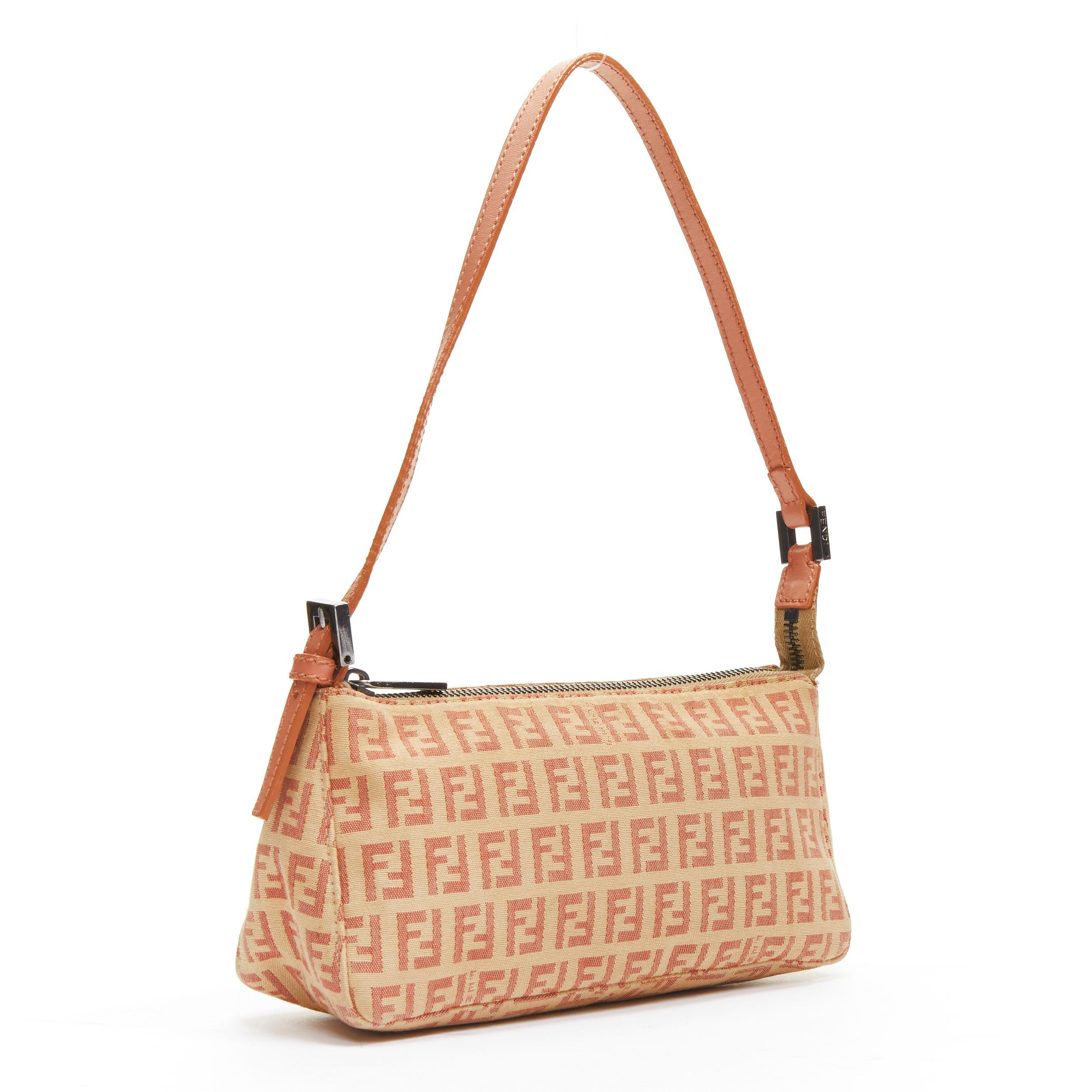 FENDI beige Zucca FF monogram canvas small shoulder underarm bag
Reference: TGAS/D00115
Brand: Fendi
Material: Fabric, Leather
Color: Beige, Khaki
Pattern: Monogram
Lining: Beige Fabric
Extra Details: Adjustable leather strap.
Made in: