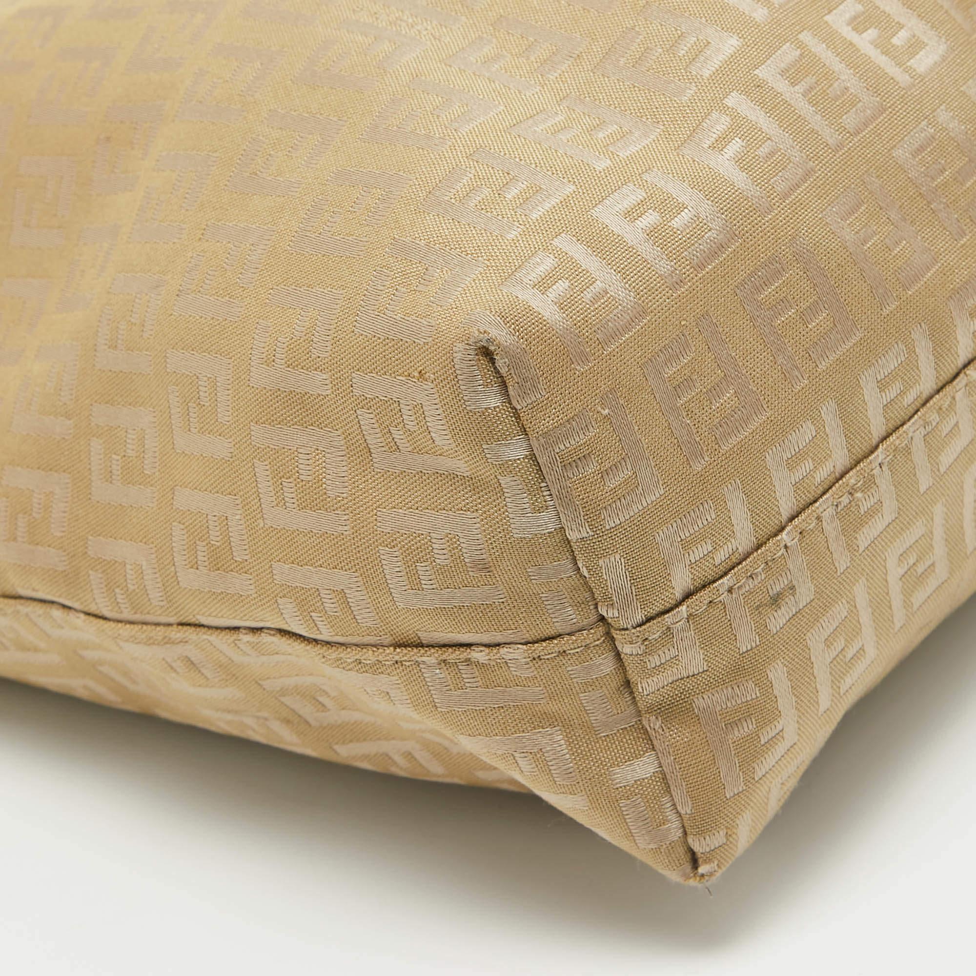 Fendi Beige Zucchino Canvas Small Vintage Roll Tote 5