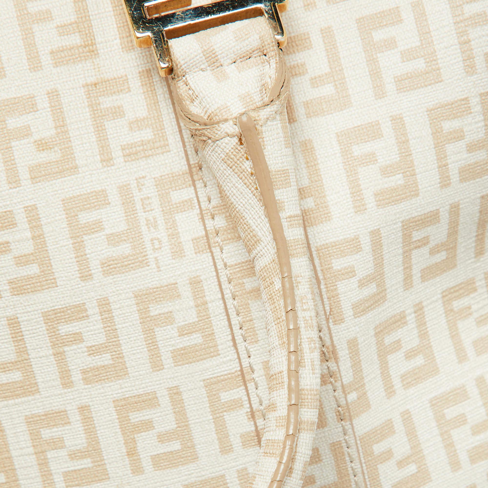 Fendi Beige Zucchino Coated Canvas and Leather Forever Bauletto Boston Bag 3