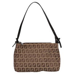 Fendi Beige Zucchino Monogram Canvas & braunes Kalbsleder Vintage Pochette