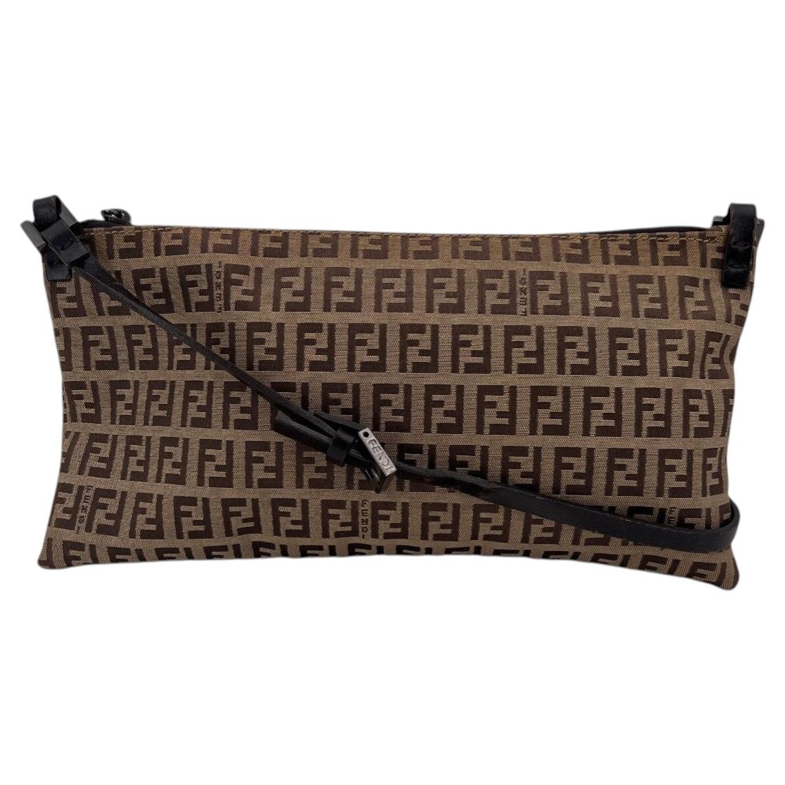 Fendi Beige Zucchino Monogram Canvas Small Crossbody Bag