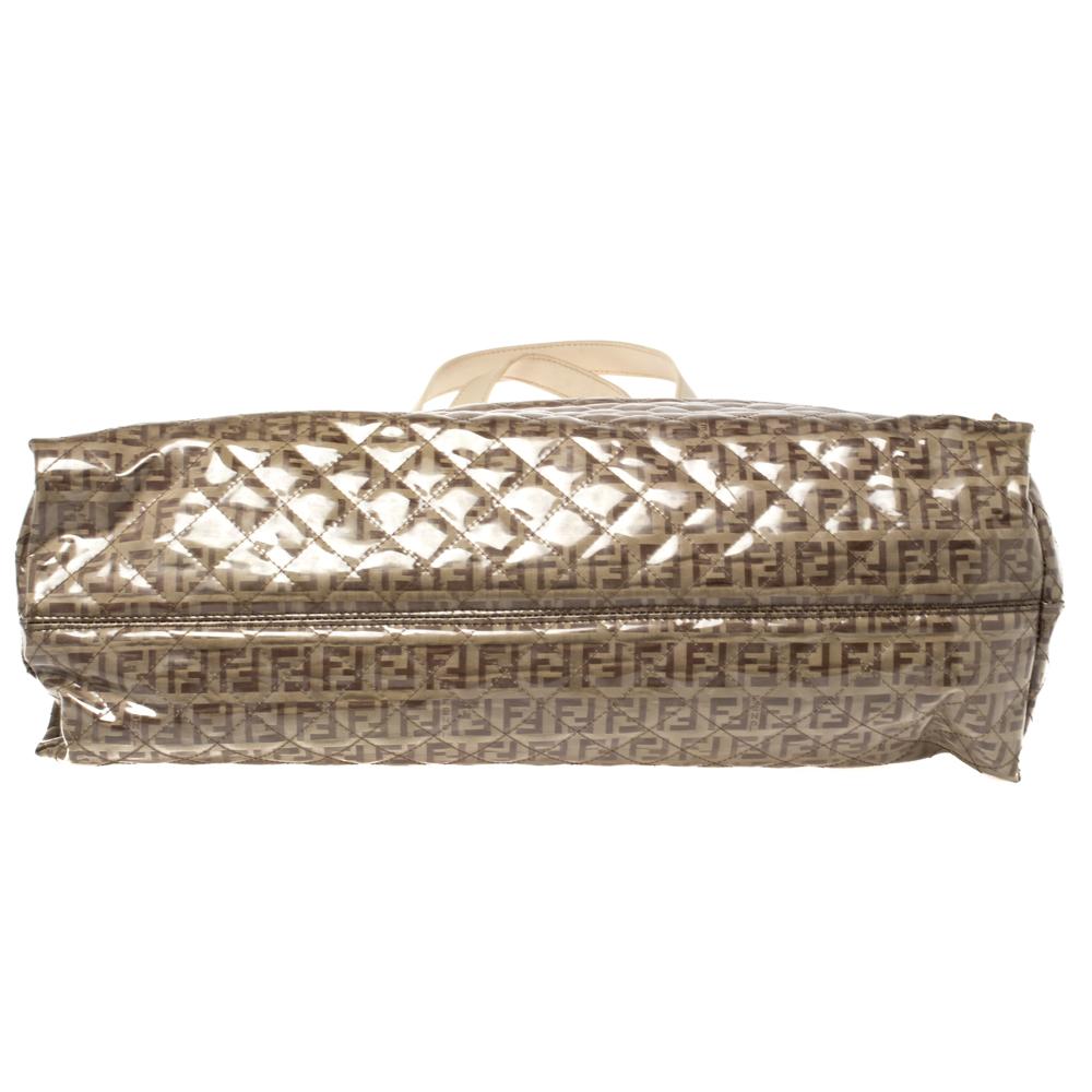 Fendi Beige Zucchino Quilted Canvas and PVC Tassel Tote 1