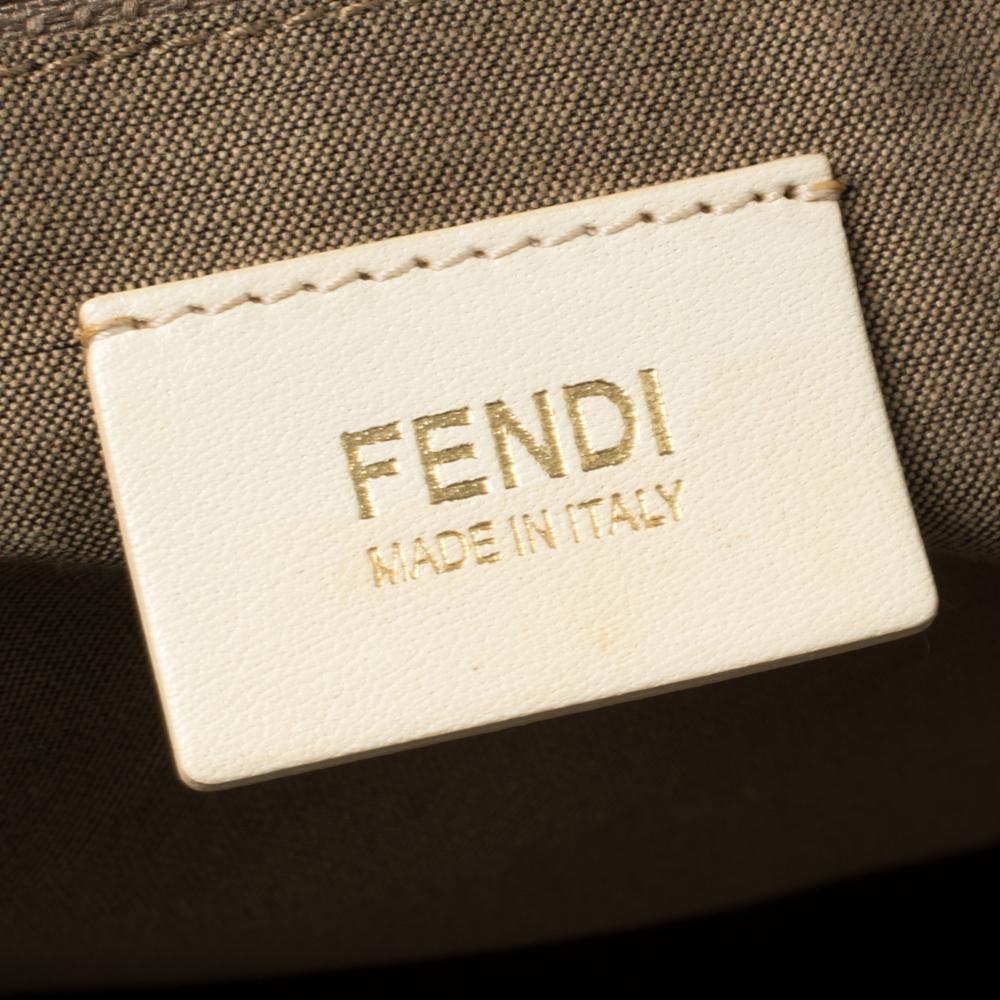 Fendi Beige Zucchino Quilted Canvas and PVC Tassel Tote 2