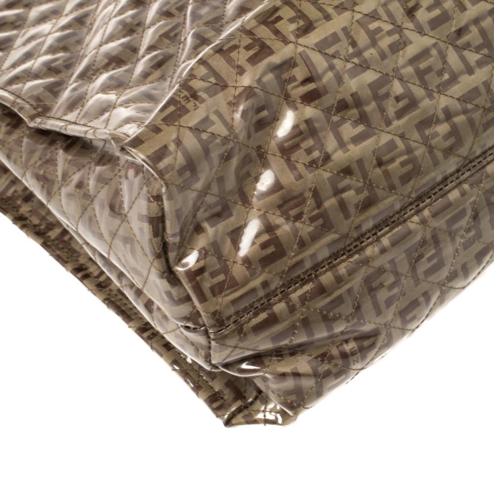 Fendi Beige Zucchino Quilted Canvas and PVC Tassel Tote 3