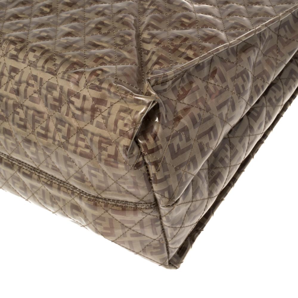 Fendi Beige Zucchino Quilted Canvas and PVC Tassel Tote 4