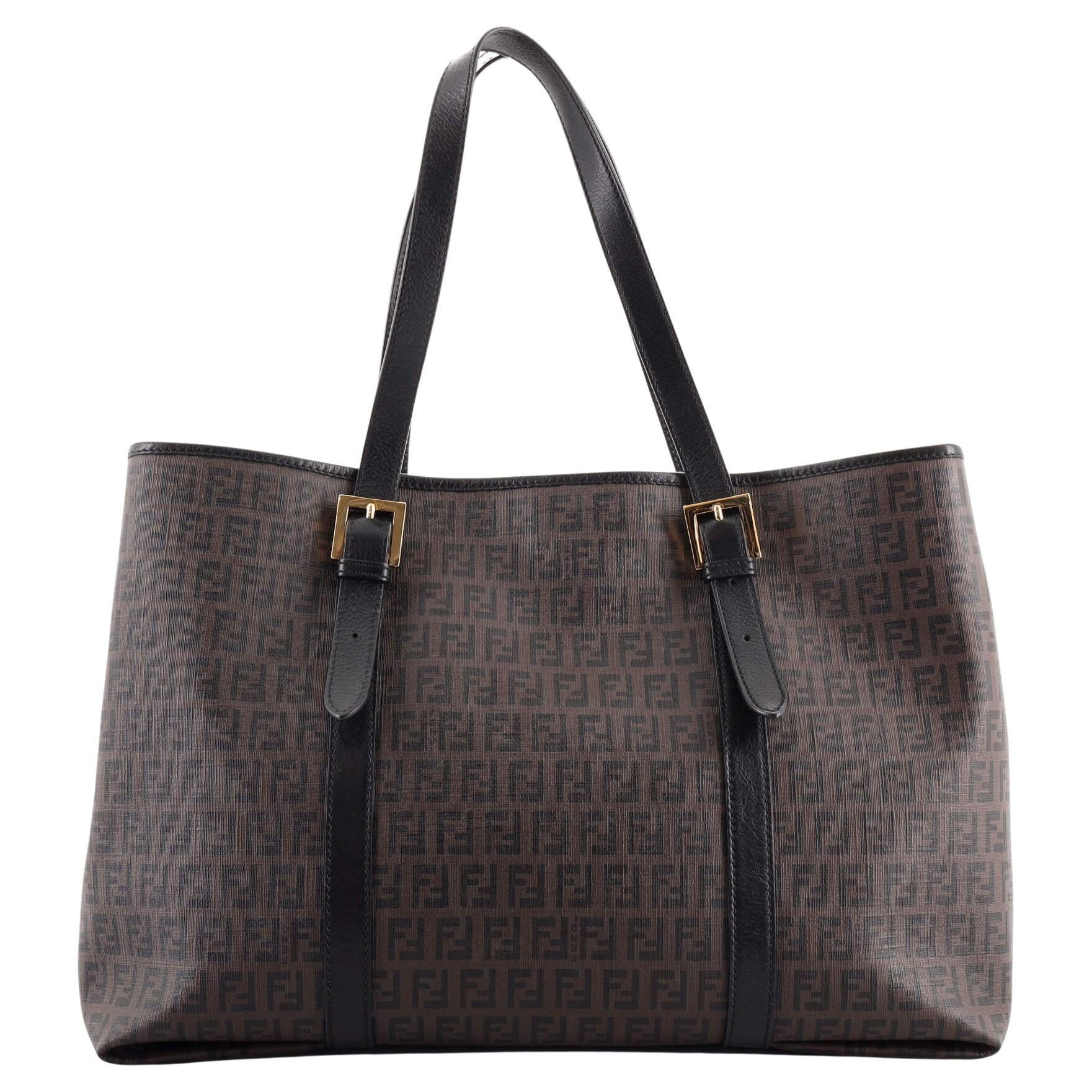Fendi Tote aus beschichtetem Canvas mit Gürtel und Zucchino-Muster groß