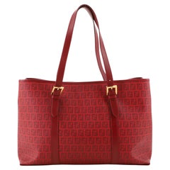 Fendi Tote aus beschichtetem Canvas mit Gürtel und Zucchino-Muster groß