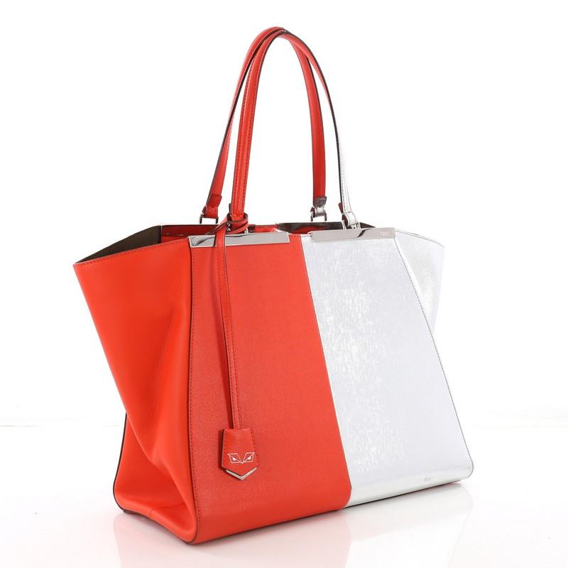 Red Fendi Bicolor 3Jours Handbag Leather Large