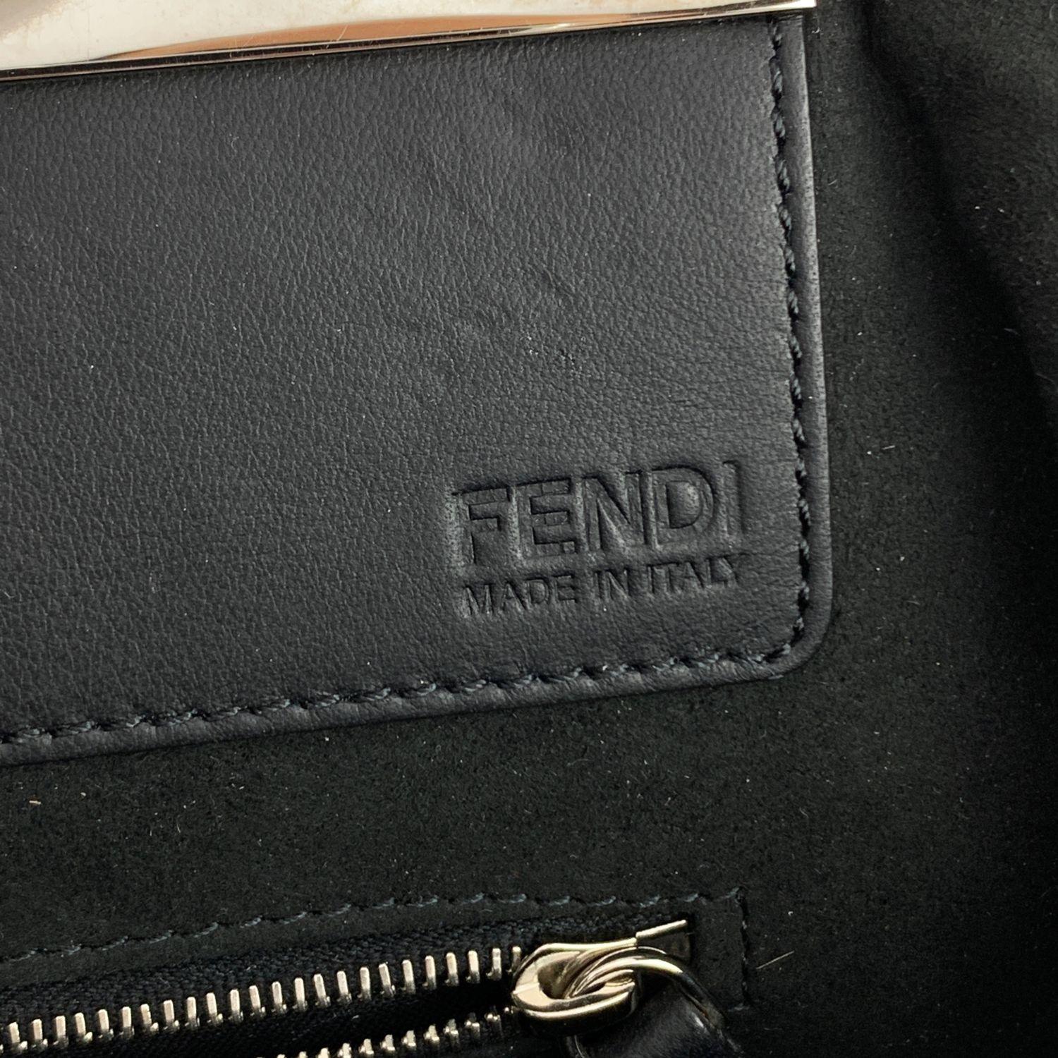 Fendi Bicolor Black and Silver Leather 3Jours Tote Shopping Bag 4